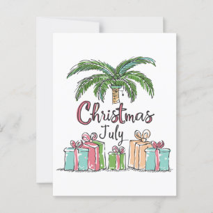 Postal Navidades en julio Regalos y Decoración de vacacio