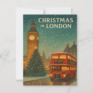 Postal Navidades en Londres - Escena festiva con R