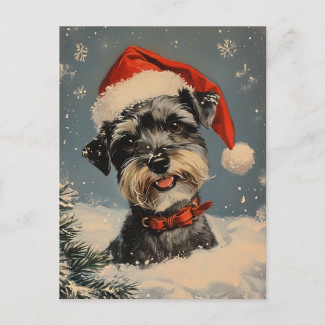 Postal Navidades en miniatura de Schnauzer (Anverso)