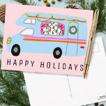 Postal Navidades encantadores Camper Vintage RV Xmas<br><div class="desc">Tarjeta de personalizable,  agregue su propio texto al reverso o al frente de la tarjeta. Revisa mi tienda por más diseños o hazme saber si quieres algo personalizado.</div>
