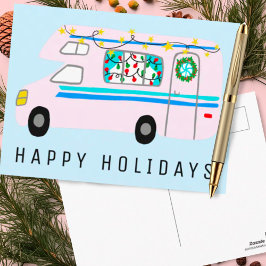 Postal Navidades encantadores Camper Vintage RV Xmas