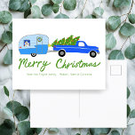 Postal Navidades encantadores Camper Vintage Trailer Retr<br><div class="desc">¡Tarjeta perfecta para enviar como saludos de vacaciones! ¡La mano hizo arte para ti! ¡TODO PERSONALIZABLE! Haga clic en "Personalizar" para editar el texto. Haga clic en "editar usando la herramienta de diseño" para ajustar las fuentes, colores y colocaciones y para agregar texto al reverso si lo prefiere. También puede...</div>