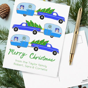 Postal Navidades encantadores Camper Vintage Trailer Retr