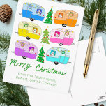 Postal Navidades encantadores Camper Vintage Trailer RV X<br><div class="desc">Espero que te guste este diseño. Añade tu propio texto al frente o al reverso. ¡Revisa mi tienda para más diseños y artículos que coincidan,  desde papel envasado hasta toallas de cocina!</div>