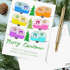 Postal Navidades encantadores Camper Vintage Trailer RV X