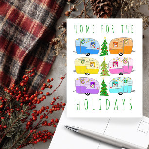 Postal Navidades encantadores Camper Vintage Trailer RV X