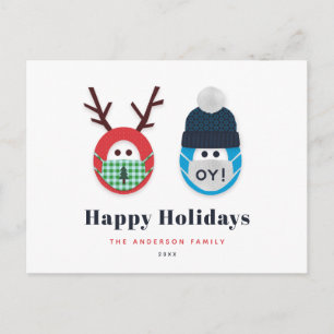 Postal Navidades enmascarados y vacaciones en Hanukkah