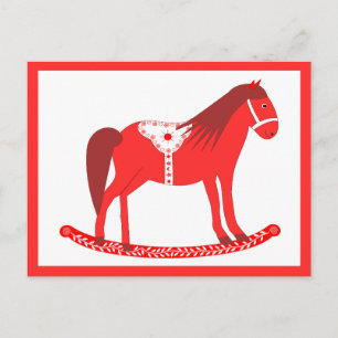 Postal Navidades escandinavos rodando caballo