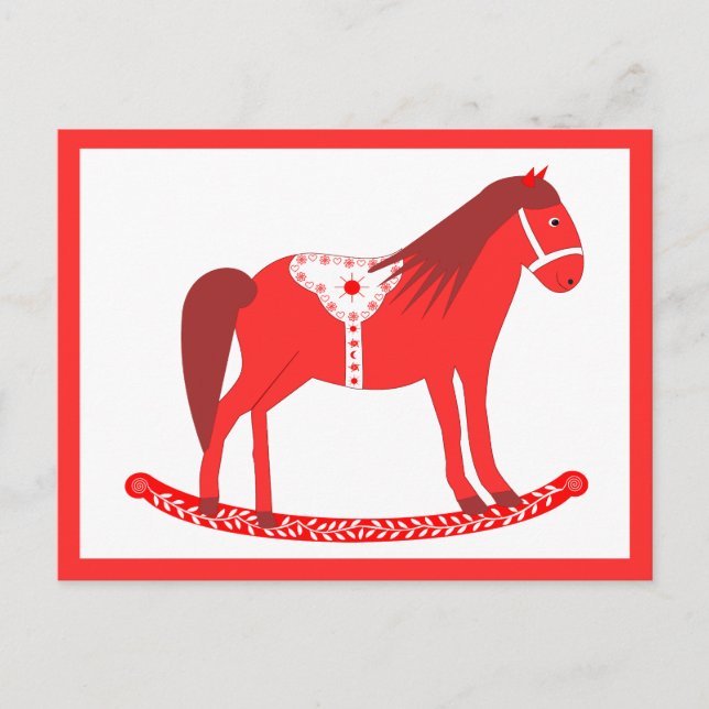 Postal Navidades escandinavos rodando caballo (Anverso)