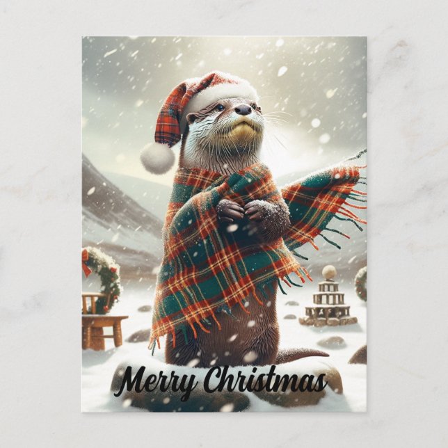 Postal Navidades escoceses Navidades Otter (Anverso)