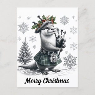 Postal Navidades escoceses Navidades Otter