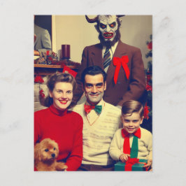Postal Navidades espeluznantes Retro Retrato Familiar de 