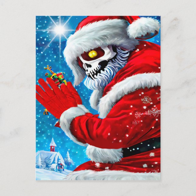 Postal Navidades espeluznantes Santa Claus Skeleton Monst (Anverso)