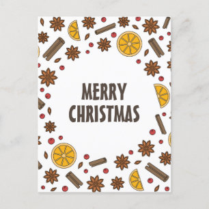 Postal Navidades estrella de especias anís canela naranja