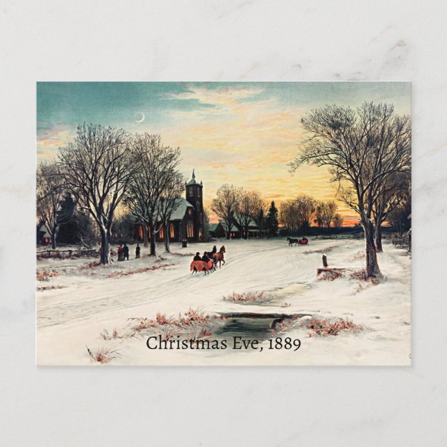 Postal Navidades Eve, 1889, pintura vintage, (Anverso)