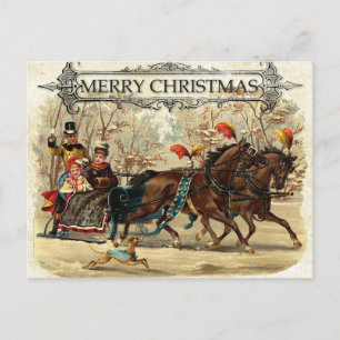 Postal Navidades familiares de época
