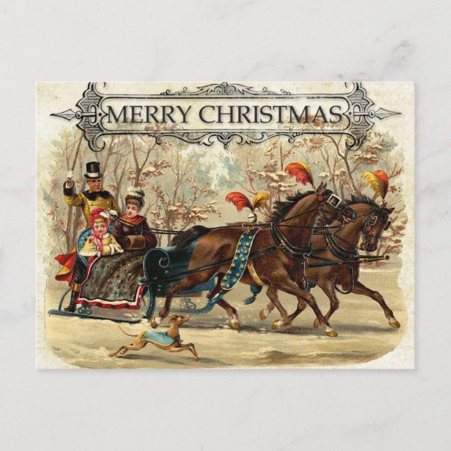 Postal Navidades familiares de época (Anverso)