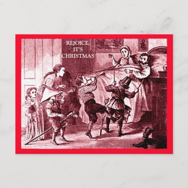 Postal Navidades familiares divertidos, niños emocionados (Anverso)