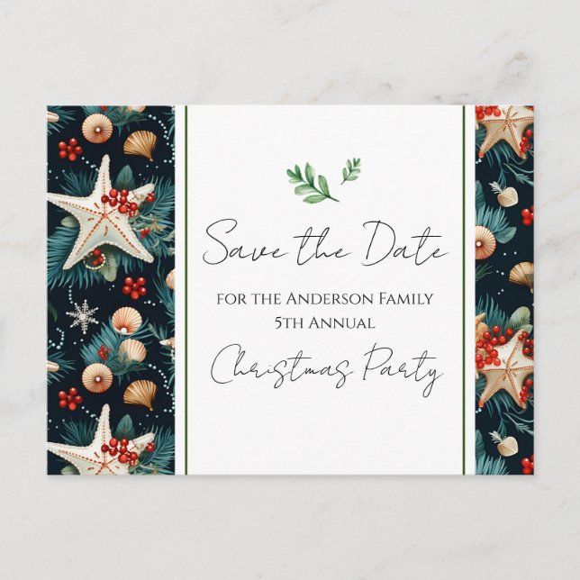 Postal Navidades familiares Fiesta Nautical Save the Date (Anverso)