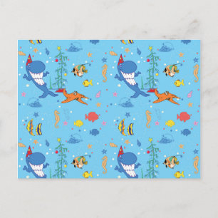 Postal Navidades felices tiburón