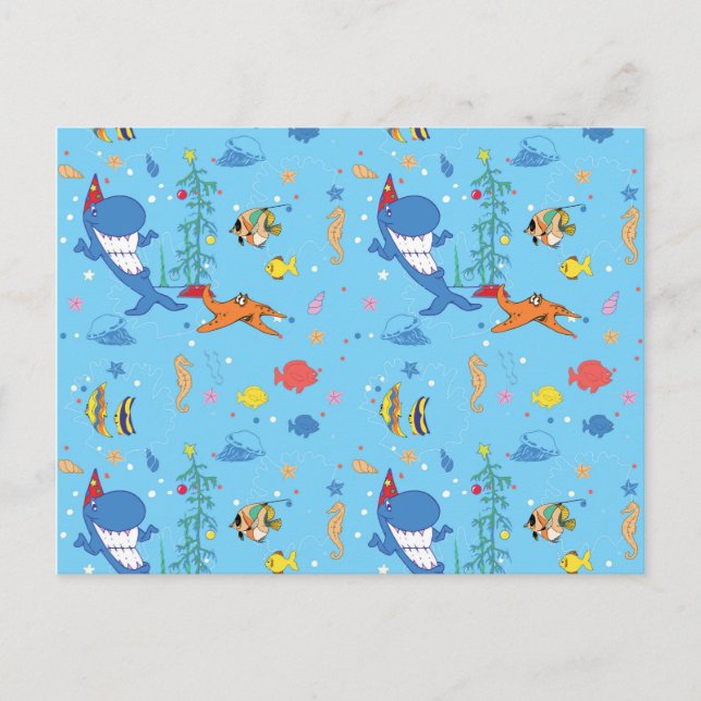 Postal Navidades felices tiburón (Anverso)