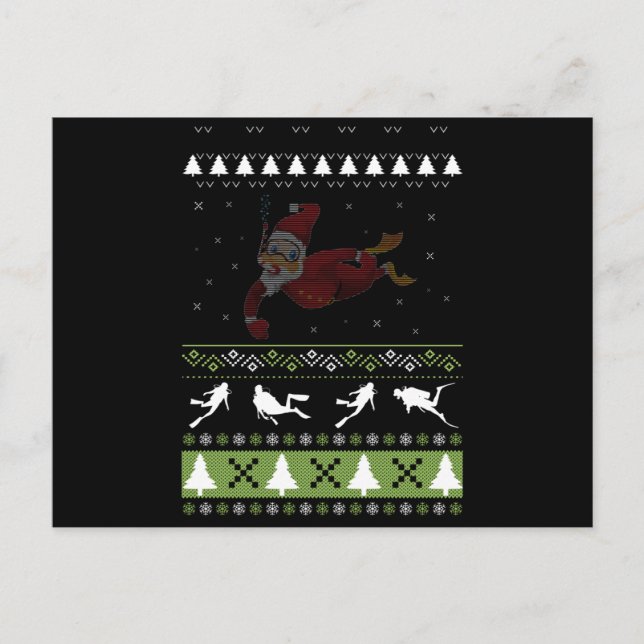 Postal Navidades Feo Del Buceo Scuba Xmas Pj Pajama (Anverso)