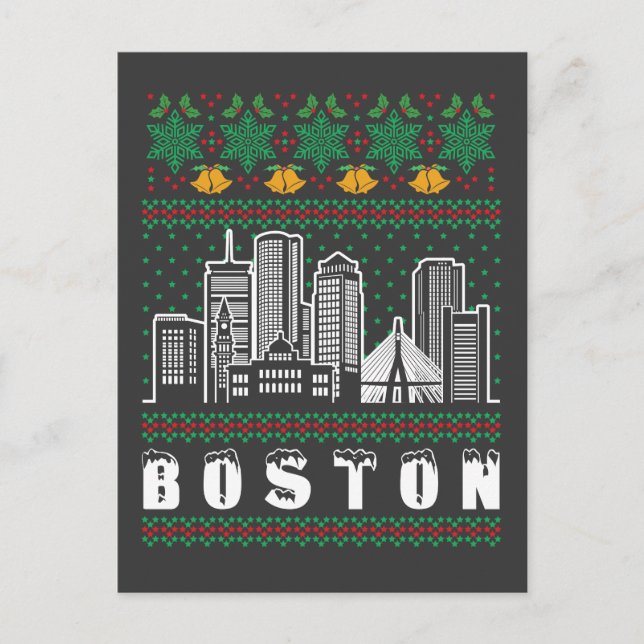 Postal Navidades feos de Boston Massachusetts (Anverso)