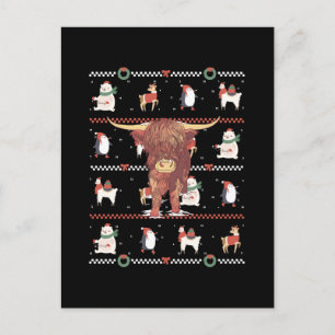 Postal Navidades feos de la vaca de Highland