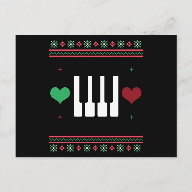 Postal Navidades feos de piano embellecen Navidad pianist (Anverso)