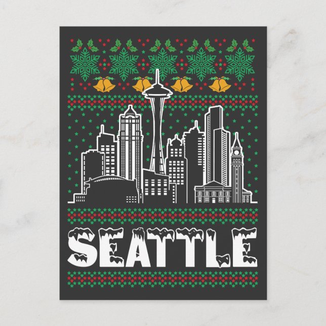 Postal Navidades feos de Seattle Washington (Anverso)