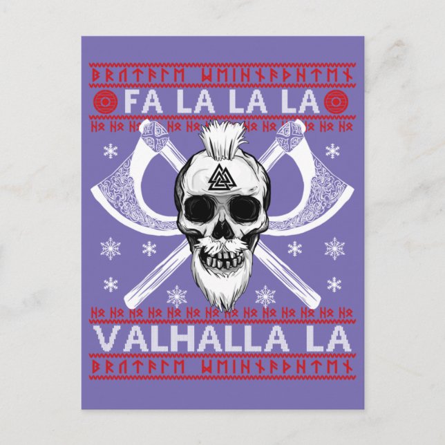 Postal Navidades feos diseñan Fa-La-Valhalla Viking Val (Anverso)
