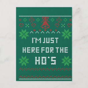 Postal Navidades feos Sweater Santa, estoy aquí para el