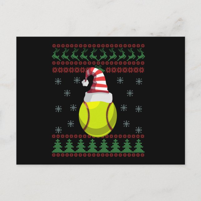 Postal Navidades feos Sweater Softball Sport Aovers regal (Anverso)