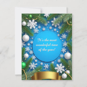 Postal Navidades Festividades Enmarcadas Con Ramas De Pin