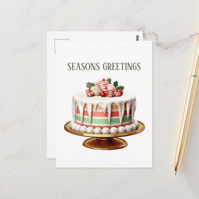 Postal Navidades festivos acuarela pastel agregar texto (Anverso/Reverso In Situ)