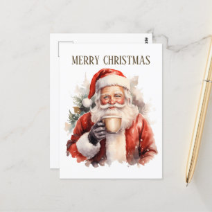 Postal navidades festivos café Santa agregar texto
