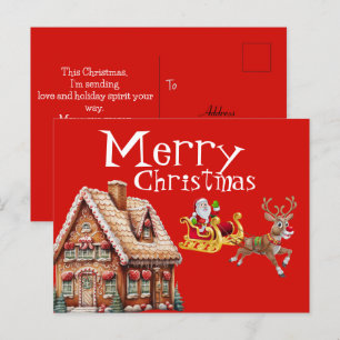 Postal Navidades festivos con Santa y reno