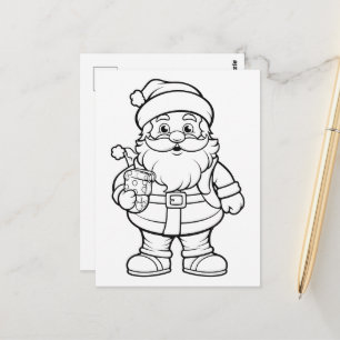 Postal Navidades festivos de Santa Niños coloreando