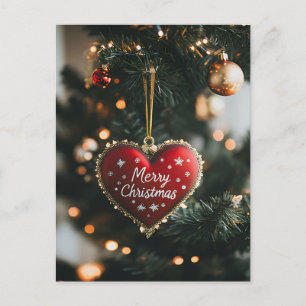 Postal Navidades festivos saludando con corazón