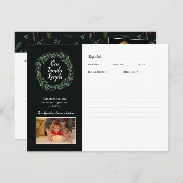 Postal Navidades festivos Wreath deja Berries (Anverso / Reverso)