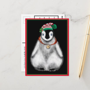 Postal Navidades festivos y bonitos Penguin
