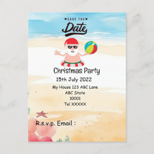Postal Navidades fiesta con SANTA CLAUS Guardar fecha