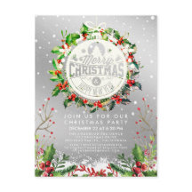 Navidades Fiesta de Año Nuevo Holly Wreath Nieve