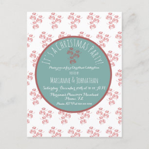 Postal Navidades Fiesta de Navidades Berry Red Sprigs