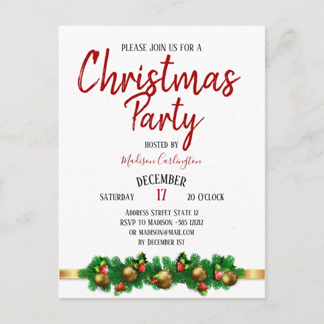 Postal Navidades fiesta Mistletoe Bells Decorativo (Anverso)