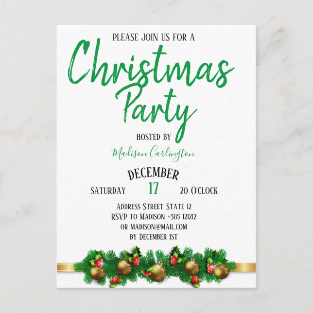 Postal Navidades fiesta Mistletoe Bells decorativo 2 (Anverso)