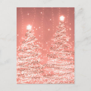 Postal Navidades Fiesta Sparkling Trees Rosa Oro