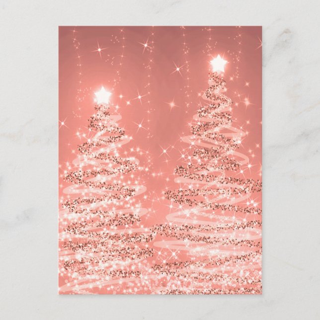 Postal Navidades Fiesta Sparkling Trees Rosa Oro (Anverso)