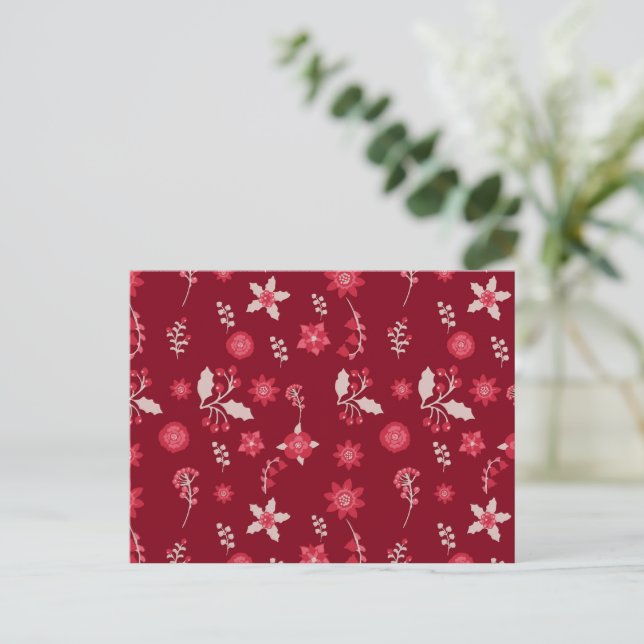 Postal Navidades Flor De Poinsettia Y Acondicionamiento D (Anverso de pie)