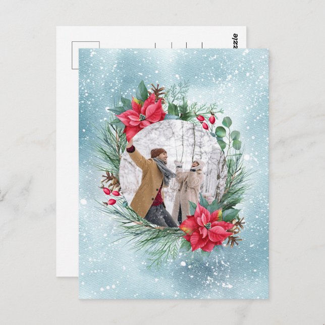 Postal Navidades foto familia de flores (Anverso / Reverso)